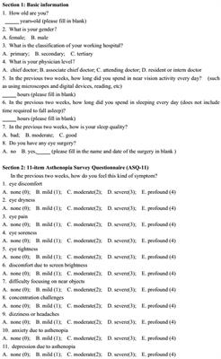 Prevalence and determinants of asthenopia among ophthalmologists in China: a national cross-sectional survey